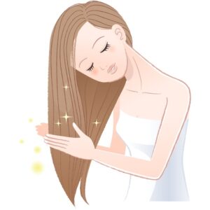 ヘアケアをしている女性